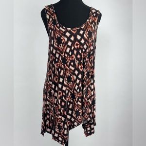 Asymmetrical Sleeveless Print Top - XLG